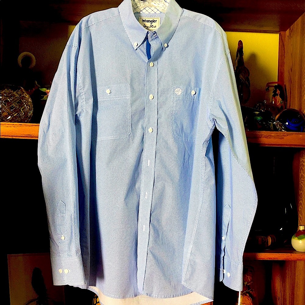 Men’s George Strait Wrangler Sky Blue Long-Sleeve Button-Down Shirt